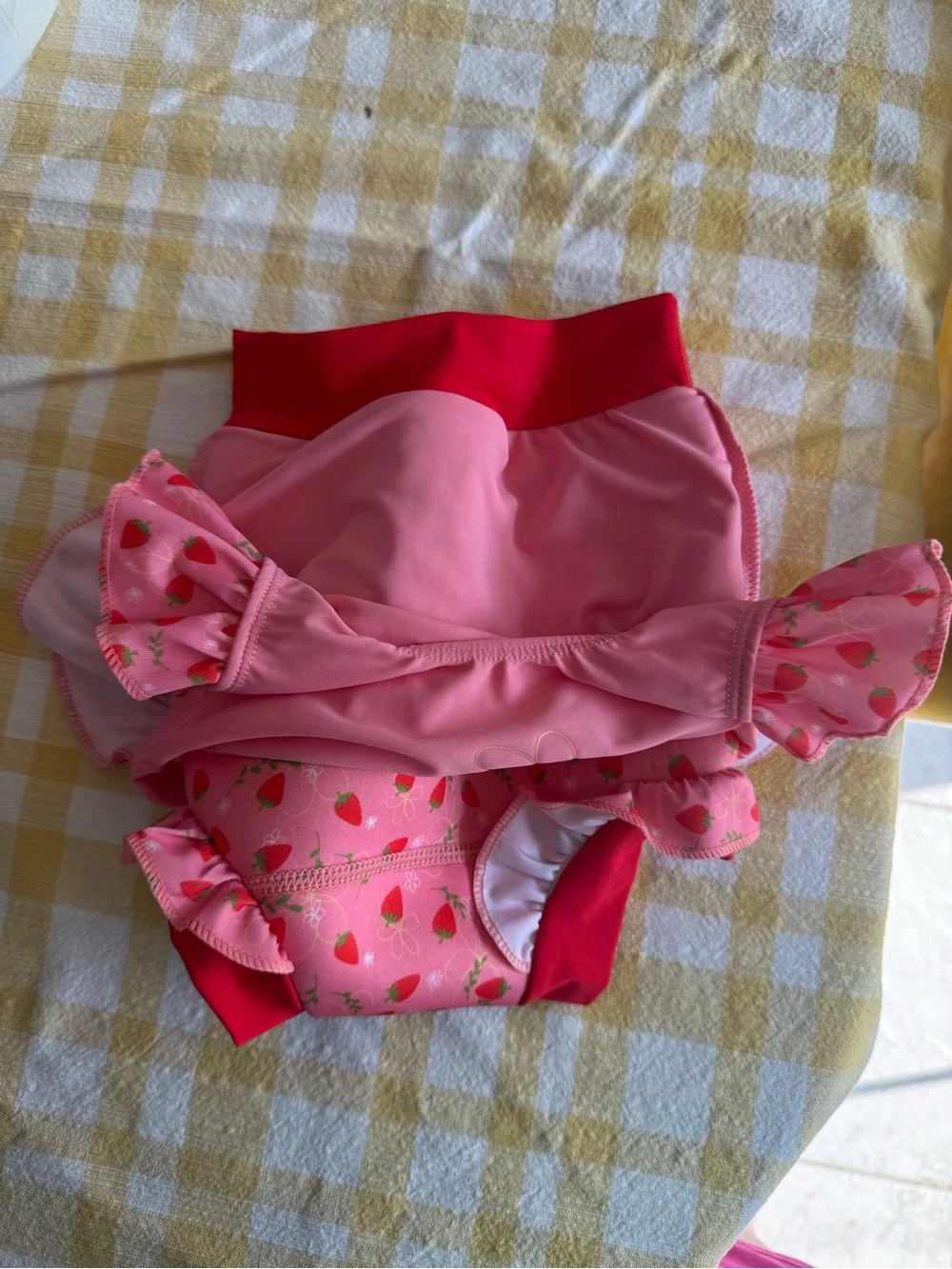 Kids Pink Strawberry Rashguard One-Piece Swimsuit
